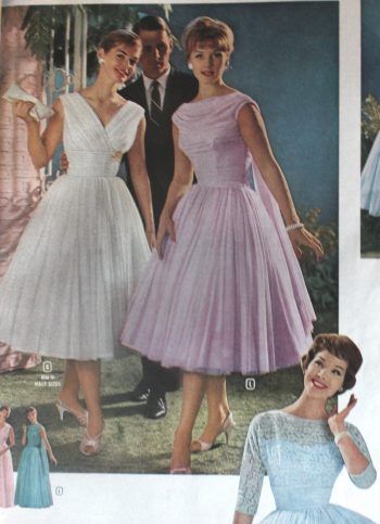 1960, tulle swing dresses in white or lavender 1960s Dresses Party, 60s Bridesmaid Dresses, 1960s Dresses Formal, Lavender Pictures, 1960s Party, Mothers Gowns, 1960s Dresses, Casual Attire For Women, 1960 Dress