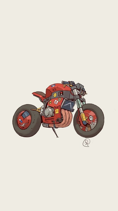 Bike Animation, Cyberpunk Cars, Spaceship Drawing, Motorbike Illustration, Motorbike Art, Motorcycle Drawing, Motorcycle Illustration, Iconic Cars, Concept Motorcycles