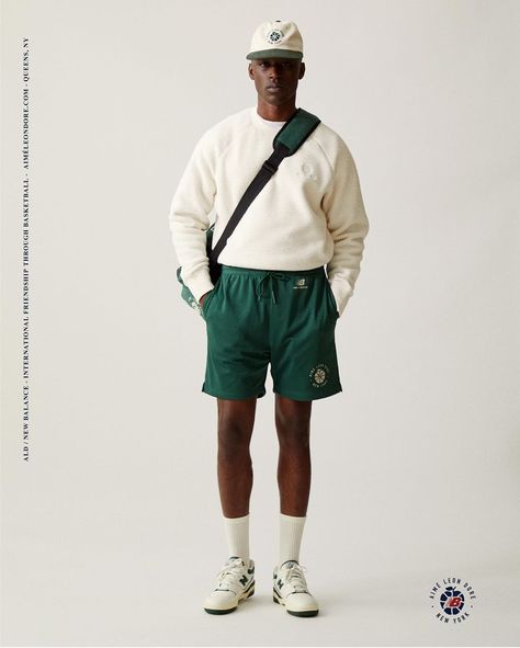 Aimé Leon Dore on Instagram: “Aimé Leon Dore / New Balance Capsule Collection. Available tomorrow exclusively in-store and online 11AM EST. Swipe left for looks -…” Nb 550 Outfit, White Crewneck Outfit, Sweatshirt And Shorts Outfit, New Balance 550 Outfit, 550 Outfit, Nb 550, Outfit Ideas Men, Leon Dore, White Crewneck Sweatshirt