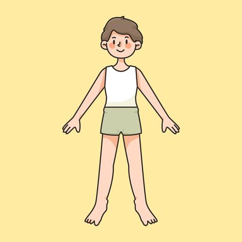 niño, cuerpo, anatomía, dibujo, lindo, caricatura, ilustración Alan Aesthetic, Body Cartoon, Boy Body, Human Body Drawing, Cartoon Body, Human Body Art, Easy Cartoon Drawings, Human Anatomy Drawing, Body Sketches