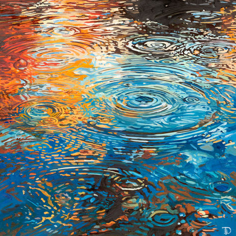 "Ripples no.3," an original oil painting by Toby Davis. This vibrant artwork captures the enchanting patterns of ripples on water, rendered in a stunning palette of blues, oranges, and golds. The dynamic movement and play of light create a captivating visual experience, making this piece a perfect addition for those who appreciate the beauty of nature and abstract art. Tags: #Art #Painting #OilPainting #AbstractArt #NatureArt #WaterRipples #Colorful #Dynamic #TobyDavis Water Ripples Painting, Ripples Painting, Eagle Idaho, Water Ripples, Free Canvas, Notecard Set, Water Painting, Original Oil Painting, Original Oil