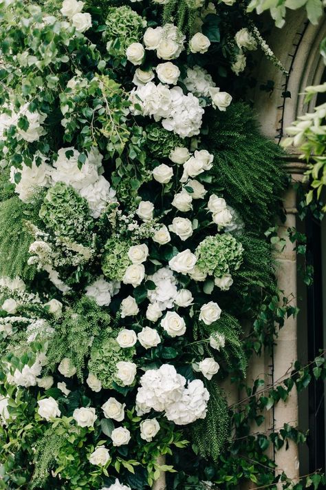 White Church Flower Arch - M&J Photography | Elegant London Wedding | White & Greenery Florals Gypsophila And Greenery Wedding, Faux Flowers Arrangements, Chiswick House, Arch Inspiration, White Gypsophila, Wedding Flowers Greenery, Hydrangea White, Wedding Flower Guide, Tropical Wedding Flowers