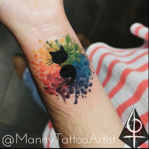 Rainbow Cat Tattoo, Cat Eyes Tattoo, Tattoo And Piercings, Cat Eye Tattoos, Eyes Tattoo, Semicolon Tattoo, Hartford Ct, Image Chat, Rainbow Cat