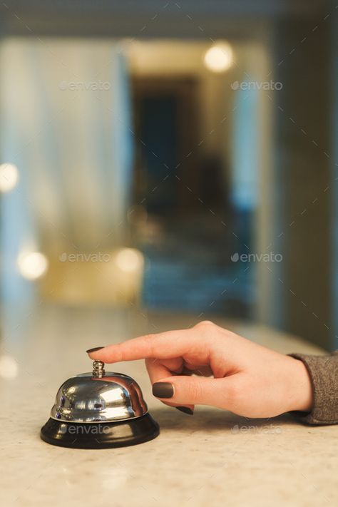 Woman ringing hotel reception service bell closeup by Prostock-studio. Woman ringing hotel service bell to attract attention in modern hotel, blurred background, copy space#bell, #service, #Prostock, #closeup Hotel Marketing Design, Business Logo Inspiration, Hotel Marketing, Floral Invitations Template, Hotel Reception, Lobby Interior, Hotel Services, Sketch A Day, Modern Hotel