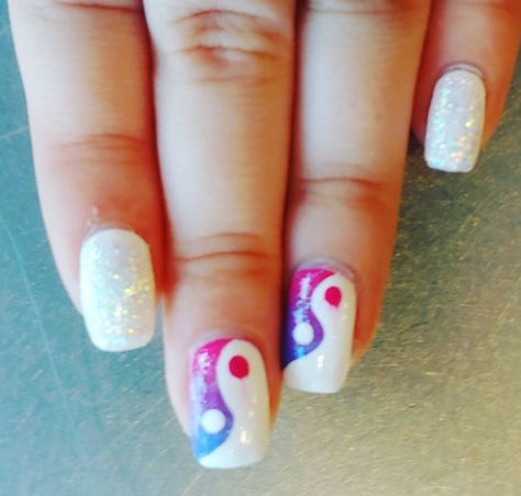 Bisexual Flag Nails, Bi Nail Ideas, Bisexual Nail Ideas, Bi Pride Nails Designs, Pride Month Nails Acrylic, Bi Flag Nails, Trans Pride Nails, Pansexual Nails, Pride Nails Short