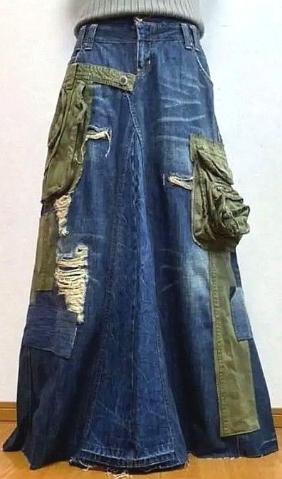 Upcycle Jeans Skirt, Vestiti In Jeans, Upcycle Clothes Diy, Modesty Outfits, Denim Projects, Recycle Jeans, Iconic Dresses, Altering Clothes, Upcycle Jeans