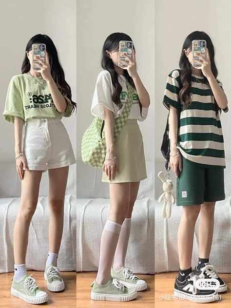 Korean Skirt Outfits, Short Girl Outfits, Short Girl Fashion, Curvy Casual Outfits, Short Skirts Outfits, Simple Style Outfits, Korean Fashion Summer, Casual College Outfits, Everyday Fashion Outfits