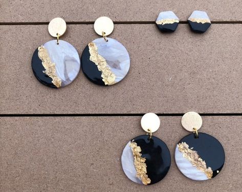 Navy And Gold Polymer Clay Earrings, Polymer Clay Earrings Marble Diy, Star Polymer Clay Earrings, Geode Clay Earrings, Polymer Clay Marble Earrings, Marbled Polymer Clay Earrings, Marbled Clay Earrings, Polymer Clay Earrings Marble, Polymer Clay Jewellery Ideas