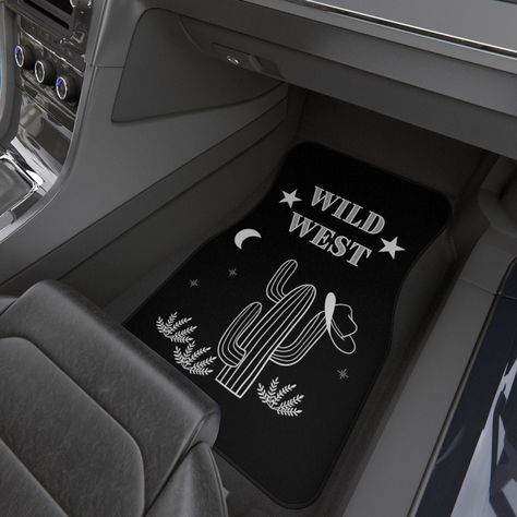 Your Car or Truck floors can now be feel like they are in the wild west just like you do with these custom front mats!  western car mats, truck floor mats, car floor mats, boho car accessories, car accessories boho, car accessories, boho car decor, cute car accessories, car mat, western aesthetic, arizona, texas, colorado, wyoming, new mexico, wild west floor mat, desert decor, desert floor mat, western license plate frame, western license plate, cowboy gift, cowgirl gift, cowboy, cow girl, cowb Western Car Mats, Western Car Aesthetic, Western Car Accessories Cowgirl Bling, Country Car Accessories, Western Truck Accessories, Western Car Decor, Western Car Accessories, Aesthetic Arizona, Truck Interior Accessories