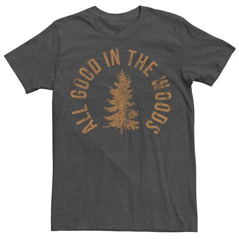 You'll love the fit & feel of this Men's All Good in the Woods Pine Tree Distressed Graphic Tee. FEATURES Crewneck Short sleevesFABRIC & CARE Cotton, polyester Machine wash Imported Size: XS. Color: Charcoal Heather. Gender: male. Age Group: adult. Camping Tshirt Ideas Funny, Camping Shirt Designs, Men’s Graphic Tee, Winter Graphic Tees, Mens Tshirt Designs, Fall Tshirt Designs, Men's Tshirt Design, Grey Graphic Tee, Distressed Graphic Tee