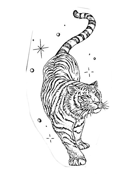 Happy Tiger Tattoo, Tiger Head Back Tattoo, Tiger Tricep Tattoo, Big Cat Back Tattoo, Hip Tattoo Tiger, Tiger Sun Tattoo, Tiger Fine Line Tattoo, Tiger Flash Tattoo, Feminine Tiger Tattoo For Women