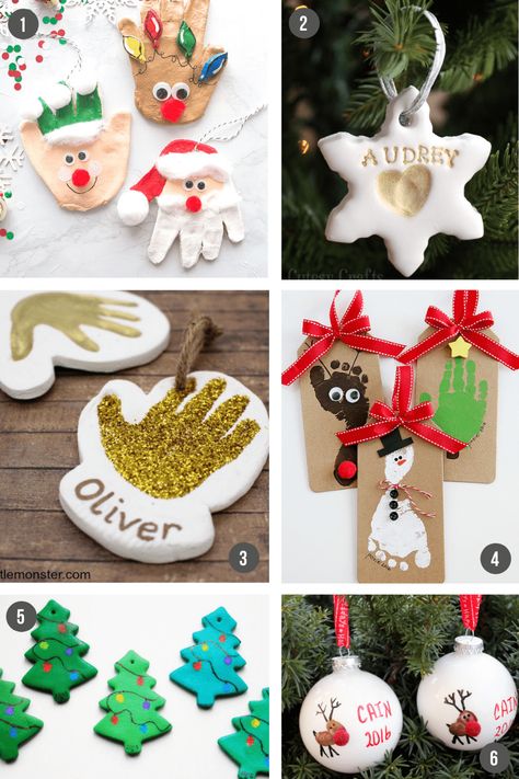 Handprint Christmas Ornaments, Holiday Ideas Christmas, Diy Holiday Ideas, Baby Christmas Crafts, Christmas Ornaments Diy Kids, Ornaments Diy Kids, Handprint Christmas, Baby Christmas Ornaments, Christmas Crafts For Kids To Make