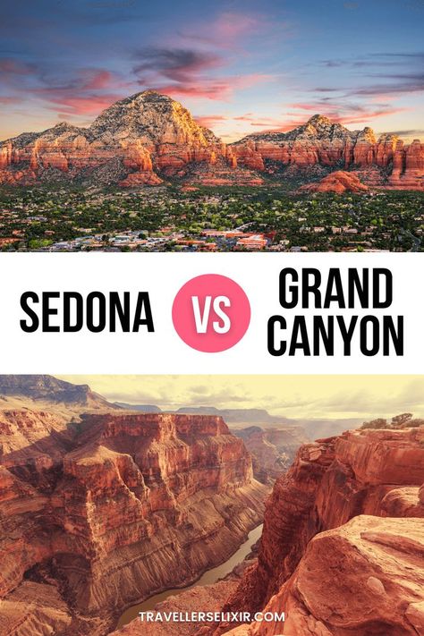 Sedona Vs Grand Canyon - Which One Should You Visit? Grand Canyon Vacation, Trip To Grand Canyon, The Grand Canyon, Usa Travel, Sedona, Summer 2024, Travel Usa, Memorial Day, Night Life