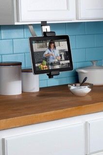 7 Awesome Add-Ons For Kitchen Cabinets#5c127ff13b79 High Tech Kitchen, Kitchen Ipad, Tv In Kitchen, Kitchen Tech, Tablet Mount, Kitchen Time, Smart Kitchen, Cooking Gadgets, Tablet Stand