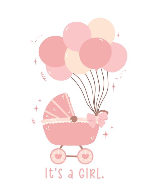 Download the Cute Baby Girl Shower Invitation Card with Pink Pram and Balloons. Celebrate the joy of a new arrival with this adorable hand-drawn baby girl shower invitation card. 28241828 royalty-free Vector from Vecteezy for your project and explore over a million other vectors, icons and clipart graphics! Welcome Baby Girl, Baby Chloe, Welcome Card, Congratulations Baby