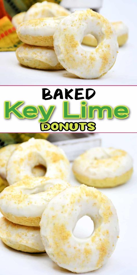 Lime Baking Recipes, Key Lime Glaze, Mini Donut Recipes, Cake Mix Donuts, Lime Pound Cake, Lime Glaze, Key Lime Desserts, Baked Donut, Easy Donut Recipe