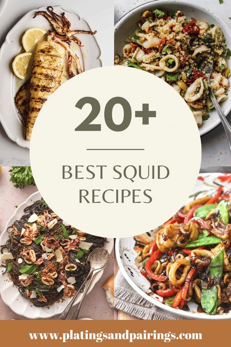 Move over, shrimp and salmon, there's a new seafood vying for your plate's attention: squid! Often relegated to fried rings or calamari appetizers, this versatile ingredient absolutely deserves more attention in the kitchen. Here are 20+ easy squid recipes to try out! Filipino Squid Recipe, Squid Recipes Easy, Squid Rings Recipe, Predinner Snacks, Squid Dishes, Squid Salad, Dinner Party Appetizers, Octopus Recipes, Grilled Squid