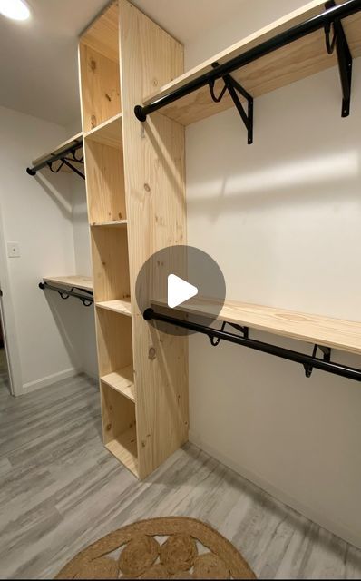 Custom Closet built-ins… Total cost $375. A similar system could be re-created in any closet (regardless of the size) with a little… | Instagram Homemade Closet, Dressing Pas Cher, Diy Closet System, Diy Walk In Closet, Diy Closet Shelves, Rustic Closet, Diy Custom Closet, Closet Makeover Diy, Make A Closet