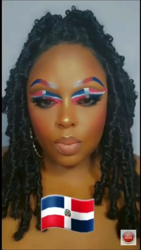 Dominican Republic Makeup, Flag Makeup Ideas, Memorial Day Makeup, Caribbean Flags, Day Eye Makeup, Carnival Makeup, Girly Phone Cases, Simple Eye Makeup, Eye Makeup Looks