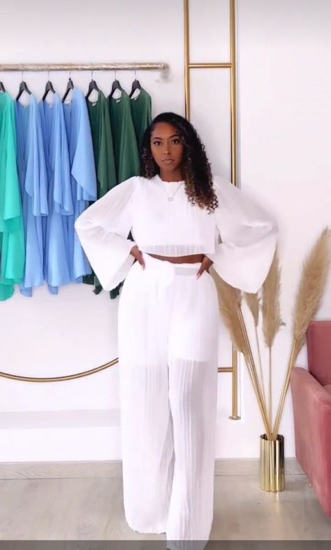 Palazzo Wedding Outfit, Material Styles For Ladies, Dope Fashion Outfits, Material Styles, White Dress Styles, African Print Maxi Skirt, Ankara Long Gown Styles, 2piece Outfits, Chic Dress Classy