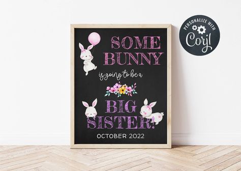 Excited to share this item from my #etsy shop: Easter Big Sister Announcement Sign, Printable Some Bunny is Going to be a Big Sister Sign, Pregnancy Reveal Photo Prop, Instant Download #easter #printablesign #bigsistersign #sisterannouncement #baby2announcement #baby2photoprop #easterpregnancyreveal #somebunnyisgoingtobeabigsister #evergreenashdesigns Easter Pregnancy Reveal, Pregnancy Reveal Photos, Sister Announcement, Sister Sign, Boo Gift, Big Sister Announcement, Burnt Orange Weddings, Announcement Sign, Halloween Favors