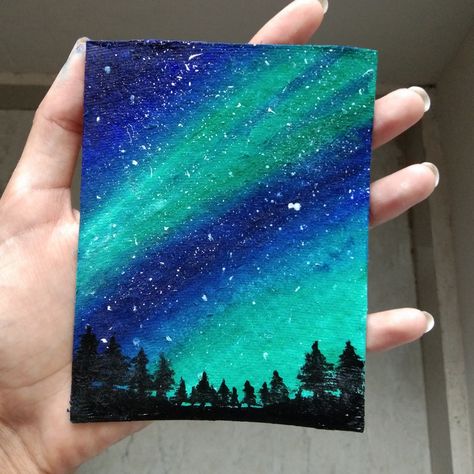 Northern Lights Canvas Painting, Northern Lights Painting Acrylic, Aurora Painting, Cloud Painting Acrylic, Hippie Rug, Manga Watercolor, Paper Art Design, Simple Canvas Paintings, Easy Canvas Art