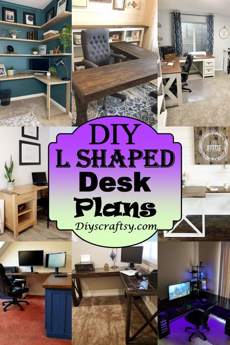 DIY L Shaped Desk Creating An L Shaped Desk, Desk Organization L Shaped, L Shape Desks For Small Spaces, Diy Large Office Desk, Build A L Shaped Desk, Small L Shaped Desk Diy, Corner Desk Build, Small Office L Shaped Desk Layout, Desk Building Ideas