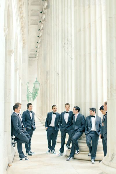 Casual Groomsmen, Suits And Sneakers, Wedding Sneakers, Wedding Dress Pictures, Denver Wedding, Groomsmen Attire, Blush And Gold, Tuxedos, Groom And Groomsmen