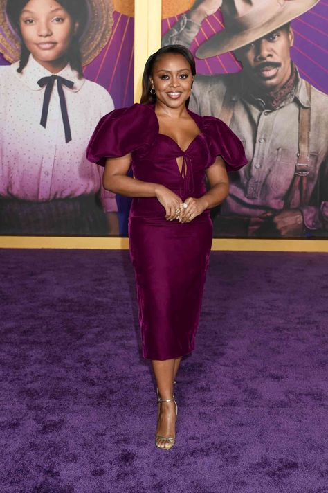 Quinta Brunson's Best Red Carpet Looks Prabal Gurung Gown, Jennifer Freeman, Quinta Brunson, Rahul Mishra, Academy Museum, Maria Lucia Hohan, The Color Purple, Taraji P Henson, Grecian Goddess