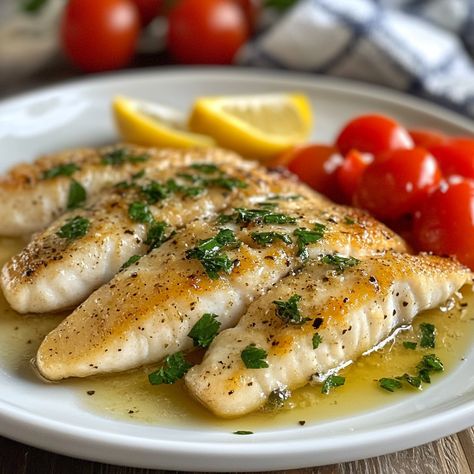 Fish with White Wine Sauce Recipe White Wine Tilapia, White Wine Cod Recipe, Lemon White Wine Sauce For Fish, Fish Dinner Recipes Tilapia, Stove Top Fish Recipes, German Fish Recipes, Sable Fish Recipes, Pacific Whiting Fillets Recipes, Talapia Ideas Easy