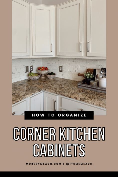 How to Organize Corner Kitchen Cabinets (5 Great Ideas to Consider) Top Kitchen Corner Cabinet Ideas, Upper Corner Kitchen Cabinet Storage, Kitchen Counter Corner Organization, Corner Spice Cabinet Organization, Organizing Deep Corner Cabinets, Corner Upper Cabinet Organization, Upper Corner Cupboard Storage Solutions, Angled Upper Corner Kitchen Cabinet, Space Saving Ideas For Kitchen Cabinets