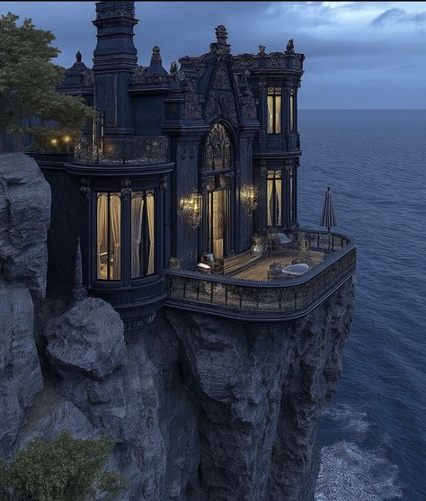 Elevation Grill Design, Home Front Elevation, Dream Life House, Dark Home, Castle House, Fantasy House, Fantasy Places, Grill Design, Front Elevation