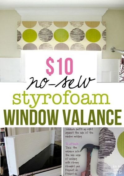 Quick and Easy No Sew Box Style Window Valance Styrofoam Insulation, Window Cornices, Diy Window Treatments, Bathroom Windows, Diy Window, Window Room, Foam Insulation, Bedroom Windows, Window Valance