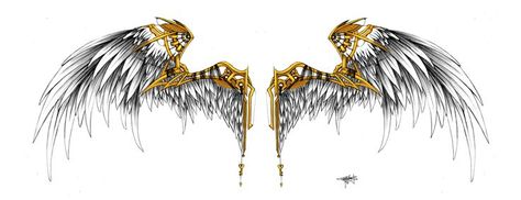 Steampunk Wings Tattoo, Mechanical Wings, Steampunk Wings, Steampunk Tattoo, Manga Poses, Sick Tattoo, Wings Drawing, Angel Tattoo Designs, Totem Pole