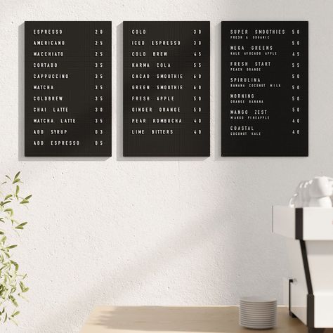 Board With Letters, Black Letter Board, Menu Signage, Wooden Pegboard, George And Willy, Hanging Drying Rack, Sidewalk Signs, Small Coffee Shop, Display Lettering