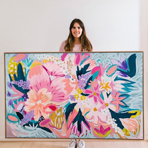 Morgan Jamieson Art, Abstract Painting Of Flowers, Colorful Art Abstract, Diy Wall Painting Diy Wall Painting Ideas Creative, Abstract Art Inspiration Creativity, Large Colorful Wall Art, Bold Paintings, Floral Abstract Painting, Living Room Paintings