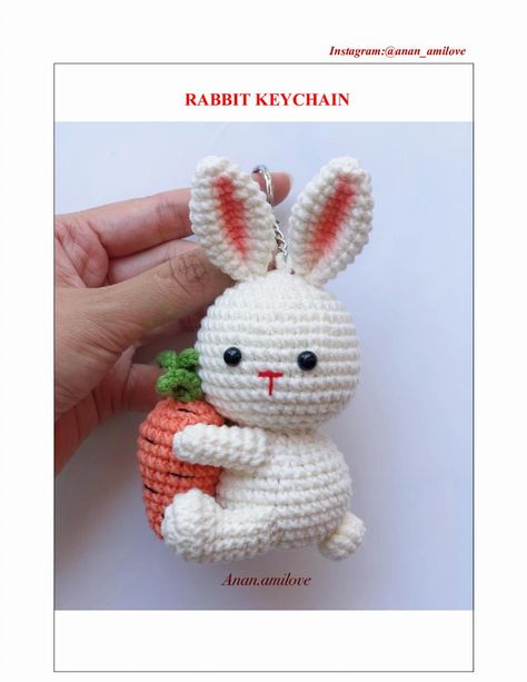 RABBIT with a carrot KEYCHAIN crochet pattern Crochet Rabbit Keychain, Rabbit Crochet Pattern Free, Carrot Keychain, Crochet Rabbit Free Pattern, Keychain Crochet Pattern, Rabbit Keychain, Rabbit Crochet, Easy Crochet Animals, Keychain Crochet