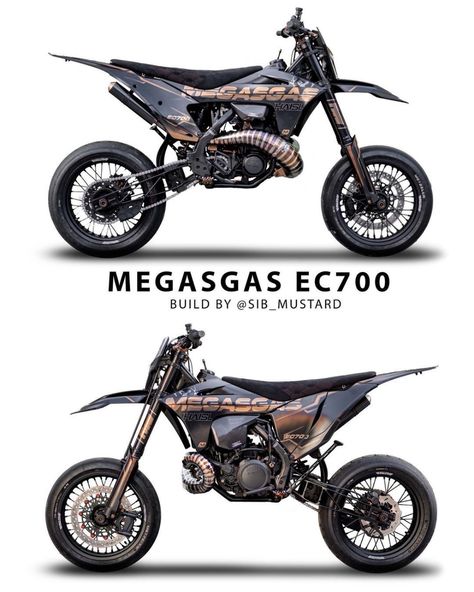 MEGAGAS: 700cc Two-Stroke Supermoto! – BikeBound Copper Colour Palette, Supermoto Bikes, Bike Builder, Bike Engine, Apex Predator, Touring Bike, Big Bear, Design Language, Sidecar