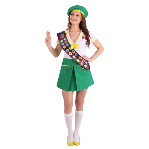 Girl Scout Costume Scout Outfit, Girl Scout Costume, Born Leader, Pin Crafts, Positive Thinker, Beret Style, School Theme, Outfit Halloween, Costume Fashion