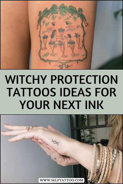 Get inspired by mystical protection tattoos that blend witchcraft themes with powerful symbols, offering both aesthetic appeal and spiritual safeguarding. Protection Tattoo Ideas, Protection Tattoos, Patient Tattoo, Witchy Protection, Witchcraft Tattoos, Pagan Tattoo, Protection Tattoo, Witch Symbols, Unique Tattoos For Women