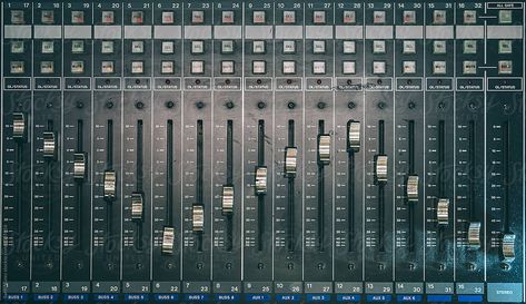 Sound recording studio mixing desk. Music mixer control panel Circuit Illustration, Music Mural, Music Mixer, Music Illustration, John Lobb, Professional Audio, Passion Project, Recording Studio, Control Panel