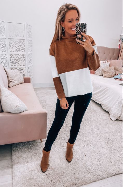 Color Block Sweater Outfit, Winter Teaching Outfits, Sweater Work Outfit, Trendy Outfits For Winter, Sweaters For Work, Cute Sweaters For Fall, Teacher Outfits Fall, Fashion Styling Tips, Teacher Fits