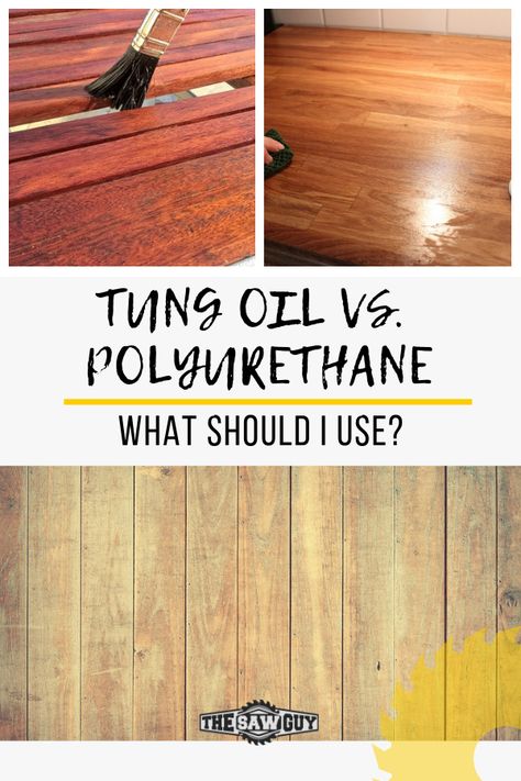 Protect your wood floors and surfaces from damage by sealing them. Unsure how? Click on for our guide on tung oil versus polyurethane. Find out which product is best that coats and seals your flooring, and how to paint it for kitchens, basements, dining rooms, etc. #DIYprojects #diyflooring #tungoil #polyurethane #homeimprovement Tung Oil On Pine Floors, How To Seal Hardwood Floors, How To Seal Wood Floors, Tung Oil Before And After, Staining Plywood, Kitchen Cleaning Schedule, Sealing Wood, Staining Wood Floors, Wood Floor Finishes