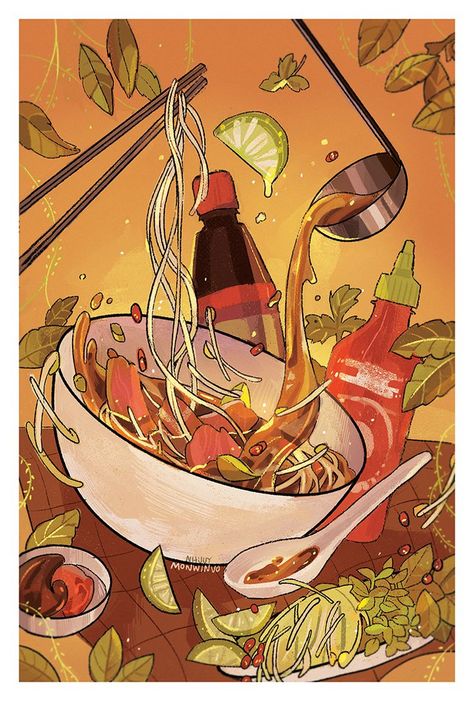 Noodle Art, Food Illustration Design, Foodie Art, Food Artwork, Looking For Work, Food Illustration Art, Cute Food Art, Arte Cyberpunk, Japon Illustration