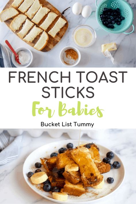 Baby French Toast Sticks are a healthy, tasty way to introduce eggs to your baby. This protein french toast can be topped with fruit, peanut butter, hummus, yogurt or milk and is a great option for baby led weaning. #babyledweaning #blwrecipes #babyfrenchtoast #eggsforbabies #allergyintroduction Baby French Toast, Peanut Butter Hummus, Healthy French Toast Recipe, Protein French Toast, Healthy French Toast, Baby Led Weaning First Foods, Weaning Foods, French Toast Sticks, French Toast Breakfast