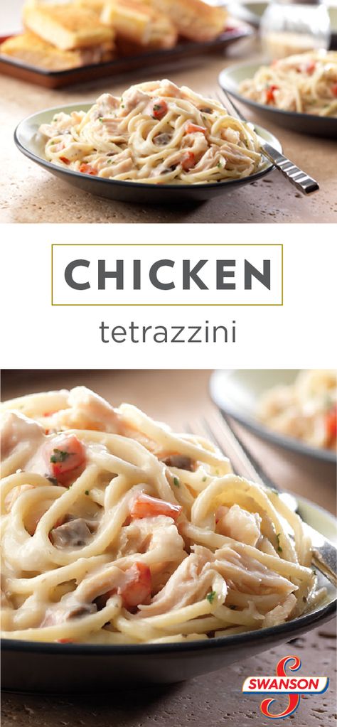 This Chicken Tetrazzini recipe takes just 25 minutes to make. With luscious pasta coated in Parmesan cheese and a creamy mushroom sauce, your family won’t be able to get enough of this delicious dinner dish. Spaghetti Chicken, Chicken Mushrooms, Homemade Cheese Sauce, Chicken Tetrazzini, Whole Wheat Spaghetti, Outback Steakhouse, Turkey Chicken, Dinner Chicken, Pasta Sauces