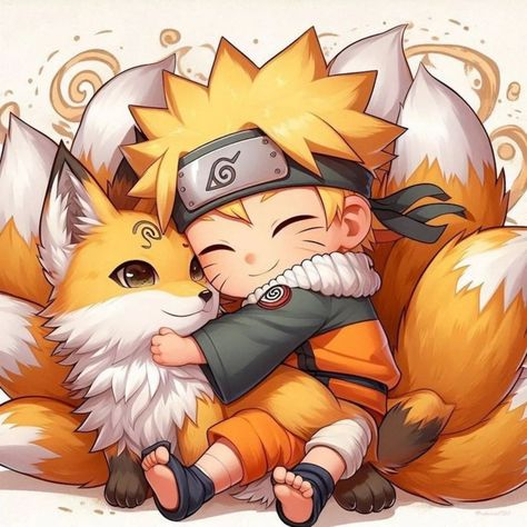 NARUTO & KURAMA CUTE 🧡✨ 🦊👨‍🦰🧡✨ #naruto #kurama #cute #🧡✨ #🦊 #👨‍🦰 Naruto Inspiration, Chibi Naruto Characters, Sasuke Chibi, Naruto Kurama, Kurama Naruto, Chibi Wallpaper, Dragon Ball Art Goku, Recent Anime, Easy Doodle Art