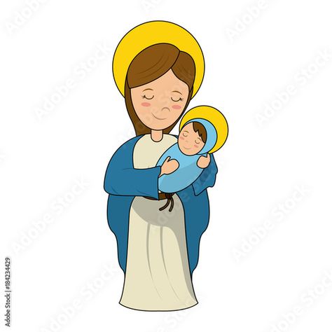 Stock Image: Virgin mary holding baby jesus cartoon Praying The Rosary Catholic, Bug Coloring Pages, Assumption Of Mary, Jesus Cartoon, Catholic Beliefs, Jesus Mary And Joseph, Don Bosco, Free To Use Images, Christian Images