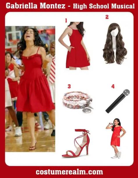 How To Dress Like Gabriella And Troy Costume Guide For Cosplay & Halloween Gabriella Red Dress High School Musical, Sharpay And Gabriella Costume Halloween, Troy Gabriella Costume, Sharply And Gabriella Costume, Gabriella Montez Red Dress, Gabriella Montez Halloween Costume, Gabriella High School Musical Outfit, High School Musical Gabriella Outfits, Gabriella And Troy Costume