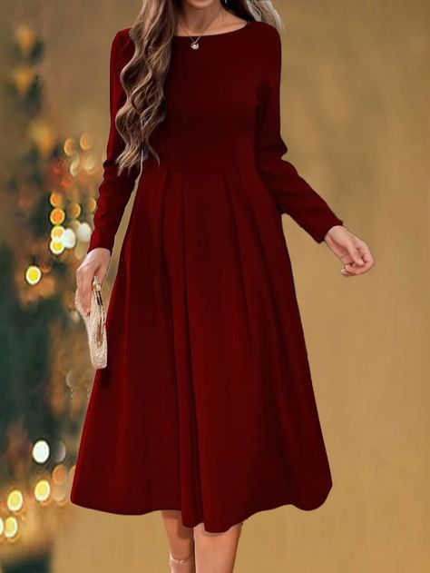 An exclusive offer for you——Affordable prices at JustFashionNow store, SPU: 21TDR9MF7B2, Color: Red, Elasticity:Micro-Elasticity, Edition type:Loose. Casual Christmas Dresses For Women, Formal Winter Dresses Holiday Parties, Christmas Dress Women Classy, Christmas Party Dress Classy, Womens Christmas Dress, British Dress, Red Outfits, Turtleneck Dress, Chiffon Floral